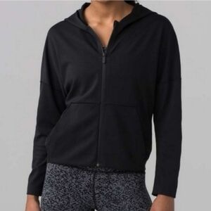 Lululemon S4 Hooded Zip Up Solid Black Minimalist Cozy Outdoor Jacket Relaxedfit